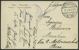 FELDPOST I.WK 1916, Feldpost-Ansichtskarte Mit Violetten Briefstempel KAISERLICHE MARINE - SEE-FLUGSTATION LIBAU Der K.D - Usados