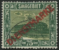 SAARGEBIET D 10PF VII O, 1922, 75 C. Dunkelbläulichgrün/orangeweiß Mit Abart Diagonaler Strich Rechts Im Wasser, Falzdün - Otros & Sin Clasificación