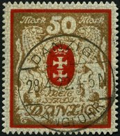 FREIE STADT DANZIG 100Xa O, 1922, 50 M. Rot/gold, Wz. X, Pracht, Mi. 140.- - Sonstige & Ohne Zuordnung