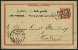 FREIE STADT DANZIG P 15 BRIEF, DANZIG 3 Schaffner Bahnpost, R3, 1888, Mit Dt. Reich 10 Pf. Karmin Auf Prachtkarte Nach M - Altri & Non Classificati