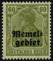 MEMELGEBIET 16y **, 1920, 60 Pf. Oliv, Geriffelter Gummi, Pracht, Gepr. Matheisen, Mi. 650.- - Memel (Klaïpeda) 1923