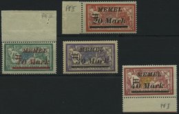 MEMELGEBIET 113-16II **, 1922, 10 M. Auf 45 C. - 40 M. Auf 1 Fr., Abstand Zwischen Wertangabe Und Mark 2.9 Statt 3.2 Mm, - Memel (Klaïpeda) 1923