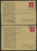 LAGERPOST II.WK 1943/4, 4 Vordruckfaltbriefe Aus Dem Konzentrationslager Auschwitz, Verschiedene Zensurstempel, Pracht - Occupation 1938-45