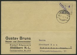 ALTDÖBERN 1II BRIEF, 10.1.1946, 6 Pf. Wertziffer Violett, Stellung II, Prachtkarte, Gepr. Weigelt Mit Befund - Autres & Non Classés