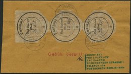 BAD SAAROW 1I Paar BRIEF, 1945, 10 Pf. Postverschlusszettel Im Senkrechten Paar Auf Streifband An F. Paeplow, Mit Rotem - Privatpost