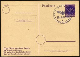 FREDERSDORF DR P 314I BRIEF, 1945, Ganzsachenkarte 6 Pf. Hitler Mit Propagandazudruck, Blanko Gestempelt Mit Aptiertem D - Posta Privata & Locale