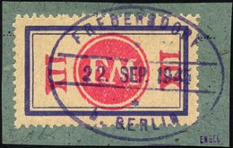 FREDERSDORF Sp 164F BrfStk, 1945, XII Pf., Rahmengröße 38x21 Mm, Mit Abart Aufdruck Mittelrosa, Prachtbriefstück, Signie - Private & Lokale Post