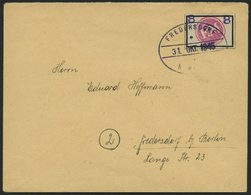 FREDERSDORF Sp 228 BRIEF, 1945, 8 Pf., Rahmengröße 28x19 Mm, Große Wertziffer, Auf Prachtbrief, Gepr. Zierer - Private & Lokale Post
