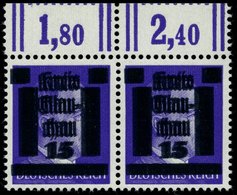 GLAUCHAU 5aDDV Paar **, 1945, 15 Auf 6 Pf. Lebhaftblauviolett Doppelaufdruck Im Waagerechten Paar, Ein Wert Mit Abart R - Posta Privata & Locale