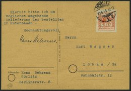 GÖRLITZ 3U BRIEF, 1945, 8 Pf. Rotorange, Graues Papier, Ungezähnt, Prachtbrief, R! - Posta Privata & Locale