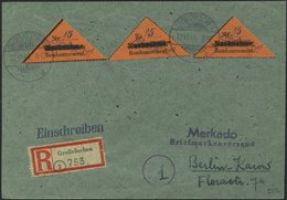 GROSSRÄSCHEN-VORLÄUFER V 2AI BRIEF, 1945, 15 Pf. Schwarz Auf Bräunlichrot, Gezähnt, Nachnahme In Antiqua, 3x Auf Einschr - Postes Privées & Locales