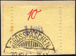 GROSSRÄSCHEN 6S BrfStk, 1945, 10 Pf. Auf Gelb Mit Seitenrändern, Prachtbriefstück, Mi. 450.- - Correos Privados & Locales