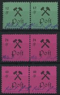 GROSSRÄSCHEN 25-27IIPFI **, 1945, 12 - 40 Pf., Type II, Je Mit Plattenfehler P Von Post Offen (Feld 2), In Waagerechten - Privatpost