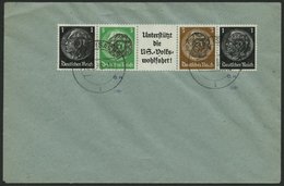 LÖBAU E 1 BRIEF, 1945, Einheitgeberstreifen 1 + 5 + A8.3 + 3 + 1 Auf Umschlag, Pracht, Gepr. Strum - Privatpost