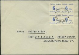 SPREMBERG 10BK BRIEF, 1946, 6 Pf. Violettultramarin, Ungezähnt, Mit Abart Wertziffer 6 Kopfstehend, Im Viererblock Mit N - Privatpost