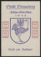 STRAUSBERG Bl. 3 (*), 1946, Gedenkblatt Aufbau, Ohne Gummi, Pracht, Mi. 65.- - Sonstige & Ohne Zuordnung