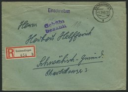 ALL. BES. GEBÜHR BEZAHLT EMMENDINGEN, 1.7.47, Violetter L2 Gebühr Bezahlt, Einschreibbrief über 20 G., Feinst - Other & Unclassified