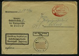 ALL. BES. GEBÜHR BEZAHLT LÜBECK 1 Gebühr Bezahlt, 23.4.46, Roter Ellipsenstempel, Auf Dienstbrief, Feinst - Otros & Sin Clasificación