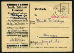 ALL. BES. GEBÜHR BEZAHLT MEININGEN, 19.9.45, Roter L1 Gebühr Bezahlt Auf Expreßgutkarte, Feinst - Otros & Sin Clasificación