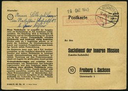 ALL. BES. GEBÜHR BEZAHLT NETZSCHKAU, 17.10.45, Roter R1 Gebühr Bezahlt, Suchdienstkarte, Feinst - Other & Unclassified