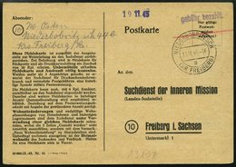 ALL. BES. GEBÜHR BEZAHLT NIEDERBOBRITSCH (KR FREIBERG), 13.11.45, Violetter L1 Gebühr Bezahlt Auf Suchdienstkarte, Prach - Other & Unclassified