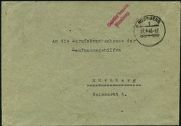 ALL. BES. GEBÜHR BEZAHLT NÜRNBERG, 25.4.46, Roter L2 Gebühr Bezahlt Nürnberg, Brief Feinst - Other & Unclassified