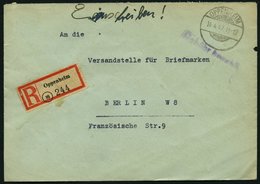 ALL. BES. GEBÜHR BEZAHLT OPPENHEIM, 14.4.47, Violetter L1 Gebühr Bezahlt, Einschreibbrief, Feinst - Other & Unclassified