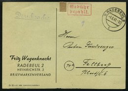 ALL. BES. GEBÜHR BEZAHLT RADEBEUL 2, 4.6.47, Roter R2 Gebühr Bezahlt, Auf Drucksachenkarte (Preisliste Vom Briefmarkenhä - Other & Unclassified