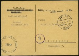 ALL. BES. GEBÜHR BEZAHLT WEILER I. ALLGÄU, 22.3.46, L1 Gebühr Bezahlt - 12 Pfg, Postkarte Nach Wiebaden Mit Amerikanisch - Other & Unclassified