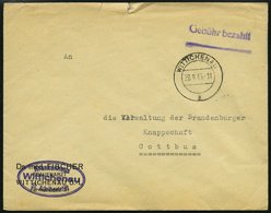 ALL. BES. GEBÜHR BEZAHLT WITTCHENAU, 28.9.45, Violetter L2 Gebühr Bezahlt, Brief, Feinst - Other & Unclassified