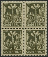 BERLIN UND BRANDENBURG 7Ab VB **, 1945, 30 Pf. Schwärzlichbraunoliv, Im Viererblock, Pracht, Gepr. Dr. Jasch, Mi. 160.- - Other & Unclassified