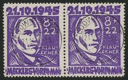 MECKLENBURG-VORPOMMERN 21I,II O, 1945, 8 Pf. Faschismus, Plattenfehler I Und II Zusammen Im Waagerechten Paar (Felder 26 - Otros & Sin Clasificación