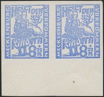 MECKLENBURG-VORPOMMERN 27aVU **, 1945, 8 Pf. Hellultramarin Kinderhilfe Mit Plattenfehler Länglicher Weißer Fleck über O - Otros & Sin Clasificación