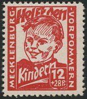 MECKLENBURG-VORPOMMERN 28b **, 1945, 12 Pf. Dunkelrosa Kinderhilfe, Pracht, Gepr. Kramp, Mi. 80.- - Otros & Sin Clasificación