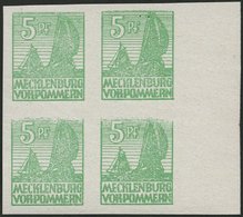 MECKLENBURG-VORPOMMERN 32xb VB **, 1946, 5 Pf. Mittelgrün, Kreidepapier, Im Randviererblock, Dabei Feld 79 Und 80 Mit Ab - Otros & Sin Clasificación