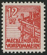 MECKLENBURG-VORPOMMERN 36xcc **, 1946, 12 Pf. Schwärzlichgraurot, Kreidepapier, Pracht, Gepr. Kramp, Mi. 320.- - Other & Unclassified