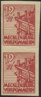 MECKLENBURG-VORPOMMERN 36ydU Paar **, 1946, 12 Pf. Braunrot, Graues Papier, Ungezähnt, Im Senkrechten Paar, Fotoattest K - Otros & Sin Clasificación