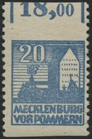 MECKLENBURG-VORPOMMERN 38yaUw **, 1946, 20 Pf. Blau, Waagerecht Ungezähnt, Pracht, Mi. 150.- - Otros & Sin Clasificación