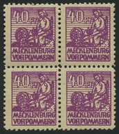 MECKLENBURG-VORPOMMERN 40yb VB **, 1946, 40 Pf. Violettpurpur Im Viererblock, Pracht, Gepr. Kramp, Mi. 400.- - Otros & Sin Clasificación