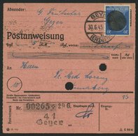 SÄCHSISCHE SCHWÄRZUNGEN AP 791I BRIEF, GEYER, 20 Pf. Auf Postanweisung, Pracht - Altri & Non Classificati