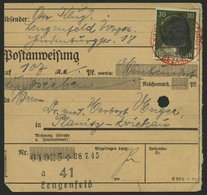 SÄCHSISCHE SCHWÄRZUNGEN AP 794I BRIEF, LENGENFELD (VOGTL.), 30 Pf. Je Vorder- Und Rückseitig Auf Postanweisung, Rote Geb - Otros & Sin Clasificación