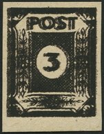 OST-SACHSEN 51cuyDD **, 1945, 3 Pf. Doppeldruck (schwarz Auf Schwarzbraun), Steigende Papierstreifung, Spargummierung, P - Autres & Non Classés
