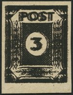 OST-SACHSEN 51cuyDD **, 1945, 3 Pf. Doppeldruck (schwarz Auf Schwarzbraun), Steigende Papierstreifung, Spargummierung, P - Altri & Non Classificati