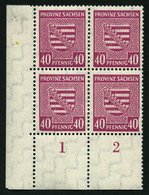 PROVINZ SACHSEN 84Xa VB **, 1945, 40 Pf. Dunkellilarosa, Wz. 1X, Im Unteren Linken Eckrandviererblock, Dabei Plattenfehl - Otros & Sin Clasificación