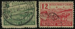 PROVINZ SACHSEN 85/6waA O, 1945, 6 Pf. Grün Und 12 Pf. Dunkelrosarot, Vierseitig Gezähnt, Pracht, Gepr. Ströh, Mi. 60.- - Other & Unclassified