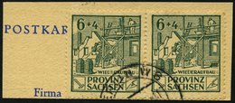 PROVINZ SACHSEN 87AX BrfStk, 1946, 6 Pf. Wiederaufbau, Gezähnt, Mit Abart Schraffurlinien Links Neben 6 Großflächig Fehl - Altri & Non Classificati