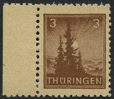 THÜRINGEN 92AXbt **, 1946, 3 Pf. Siena, Vollgummierung, Gelblichgraues Papier, Pracht, Gepr. Zierer, Mi. 140.- - Otros & Sin Clasificación