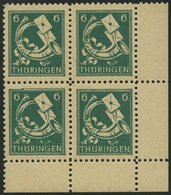 THÜRINGEN 95AXbs VB **, 1945, 6 Pf. Schwärzlichbläulichgrün, Vollgummierung, Hellchromgelbes Papier, Hochglanzgummierung - Altri & Non Classificati