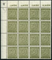 WEST-SACHSEN 135YI **, 1945, 30 Pf. Bräunlicholiv, Wz. 1Y, Im 16er-Block, Dabei Feld 33 Mit Abart Weißer Fleck Unten Am - Autres & Non Classés