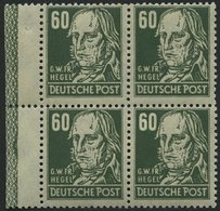 ALLGEMEINE-AUSGABEN 225b VB **, 1948, 60 Pf. Dunkelgraugrün Hegel Im Randviererblock Mit Randleiste, Pracht - Autres & Non Classés